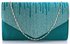 LSE0070 (NEW) - Teal Diamante Design Evening Flap Over Party Clutch Bag