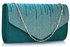 LSE0070 (NEW) - Teal Diamante Design Evening Flap Over Party Clutch Bag