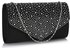 LSE00299 -  Black Diamante Flap Clutch purse