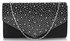 LSE00299 -  Black Diamante Flap Clutch purse
