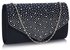 LSE00299 -  Navy Diamante Flap Clutch purse