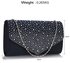 LSE00299 -  Navy Diamante Flap Clutch purse