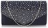 LSE00299 -  Navy Diamante Flap Clutch purse