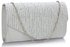 LSE00299 -  Silver Diamante Flap Clutch purse