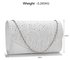 LSE00299 -  Ivory Diamante Flap Clutch purse