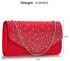 LSE00299 -  Red Diamante Flap Clutch purse