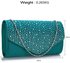 LSE00299 -  Teal Diamante Flap Clutch purse