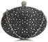 LSE00311 - Black Diamante Design Evening Clutch Bag