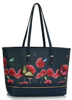 LS00460A - Wholesale & B2B Navy Zip Detail  Butterfly Print Tote Bag Supplier & Manufacturer