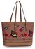 LS00460A - Nude Zip Detail  Butterfly Print Tote Bag