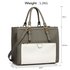 LS00366  - Wholesale & B2B Grey / White Front Pocket Grab Tote Handbag Supplier & Manufacturer