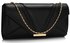 LSE00306- Black Flapover Clutch Purse