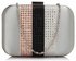 LSE00312 -  Silver Clutch Bag With Diamante Decorative Strips