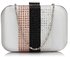 LSE00312 -  Ivory Clutch Bag With Diamante Decorative Strips