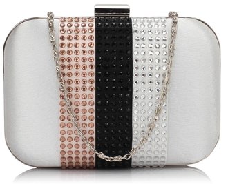 LSE00312 -  Nude Clutch Bag With Diamante Decorative Strips