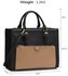 LS00366  - Black / Nude Front Pocket Grab Tote Handbag