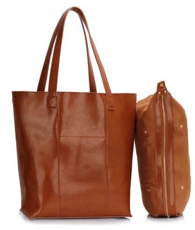 LSG1001 - Brown Genuine Leather Tote Shoulder Bag