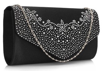 LSE00300 -  Wholesale & B2B Black Diamante Flap Clutch purse Supplier & Manufacturer