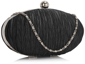 LSE00315 - Black Ruched Satin Clutch