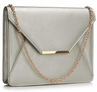 LSE00307 -  Silver Flap Clutch purse