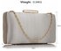 LSE00314 - Silver Satin Clutch Evening Bag