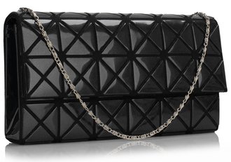 LSE00316 - Black Flap Clutch Bag