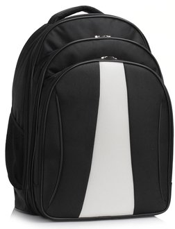 LS00399  - Black / White Backpack Rucksack School Bag