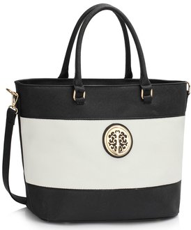 LS00406A - Black / White Shoulder Handbag