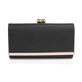 AGP1050A - Black Kiss Lock Clutch Wallet / Purses