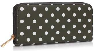 LSP1048 - Grey - Polka Dots Printed zip purse