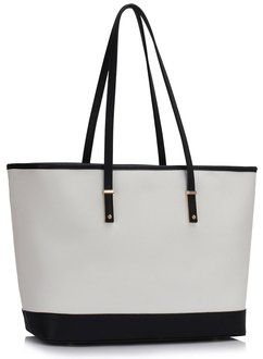 LS00461 - Black /White Women's Large Tote Bag