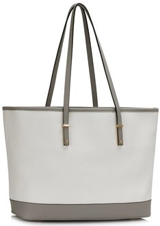 LS00461 - Grey / White Women's Large Tote Bag