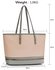 LS00460 - Grey / Nude Zip Detail Large Tote Bag